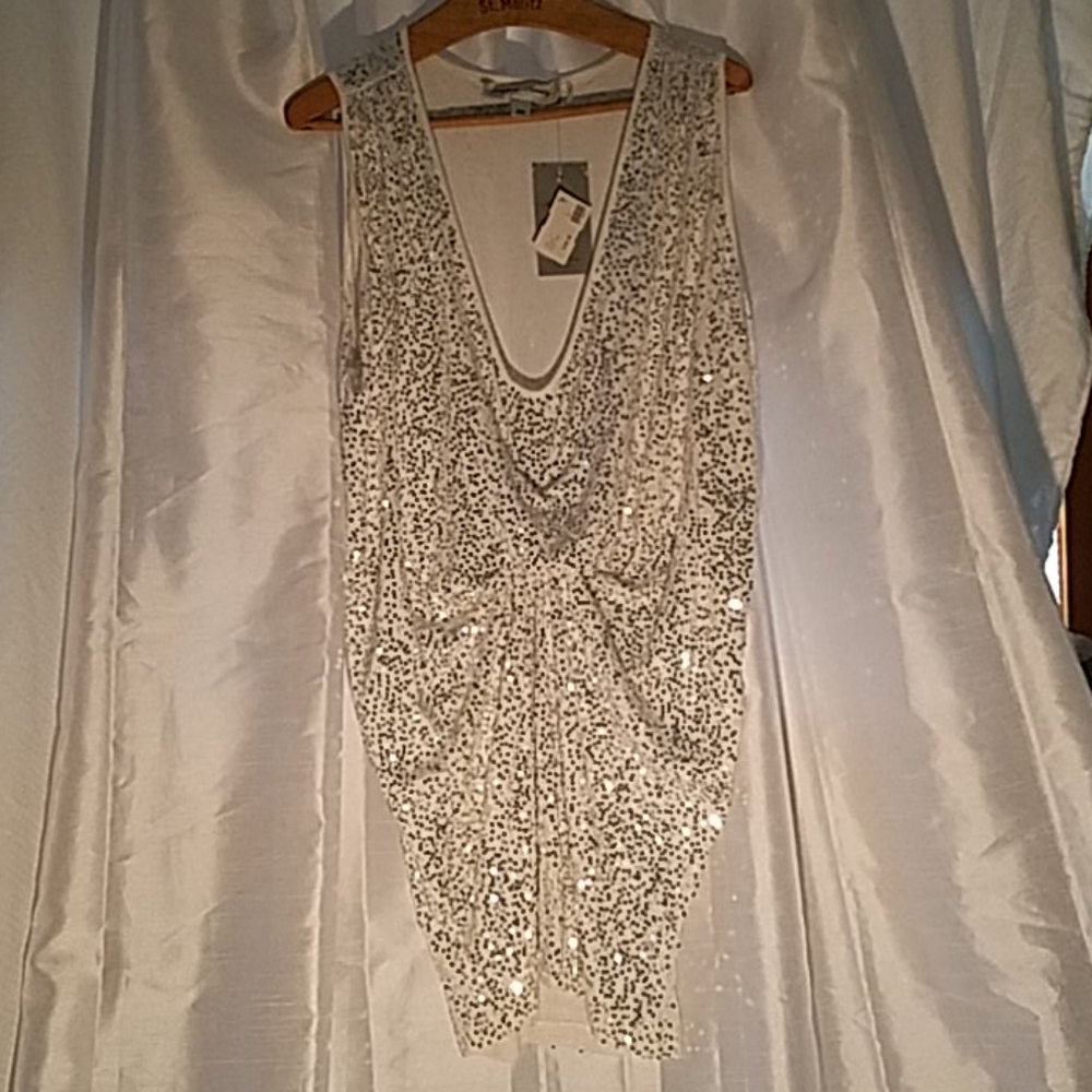 Fifteen-Twenty Sequin Pinch Tank White Size Medium